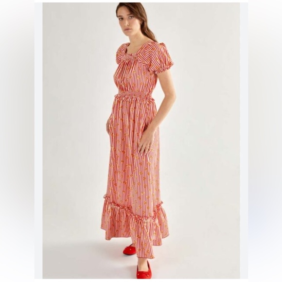 LORETTA CAPONI Stefania gathered printed poplin maxi dress - Picture 2 of 11